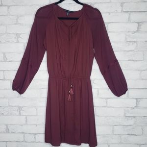 White House Black Market Maroon Blouson Dress XS